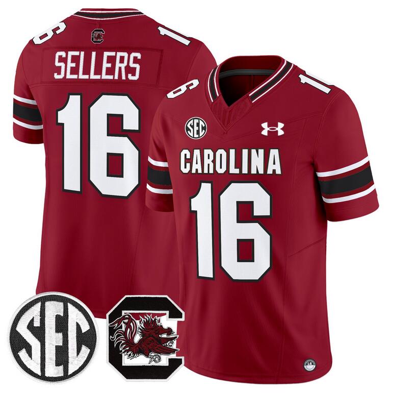Men's South Carolina Gamecocks #16 LaNorris Sellers Garnet 2025 F.U.S.E. Stitched Jersey